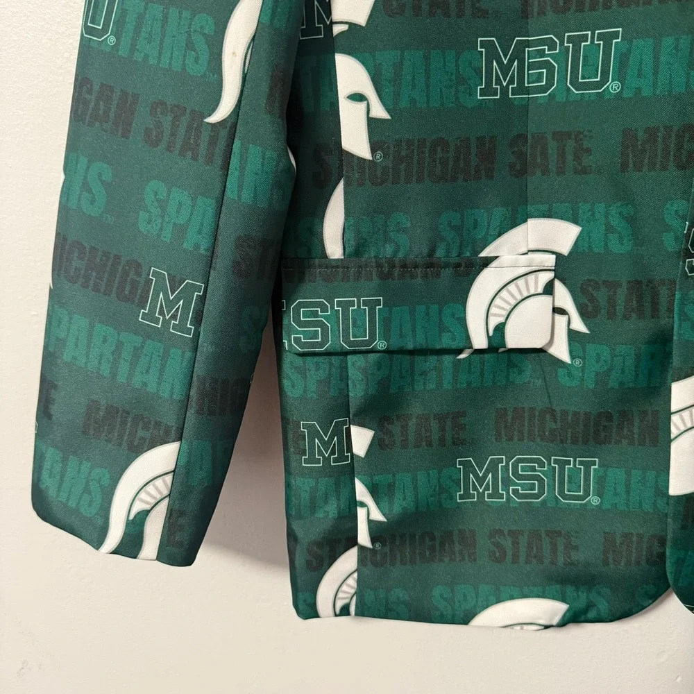Michigan State Spartans Mens Green MSU All Over Print Blazer Sport Coat Large